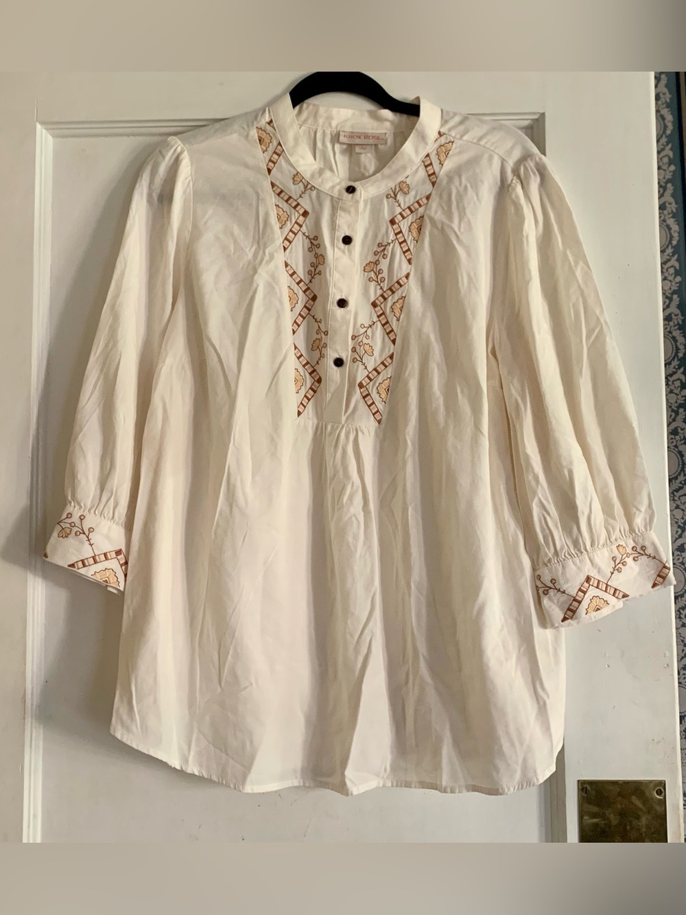 Knox Rose Peasant Boho Embroidered Blouse Size Large Target Ivory